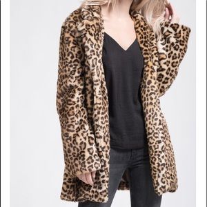 J.O.A. Just One Answer Faux Leopard Print Coat